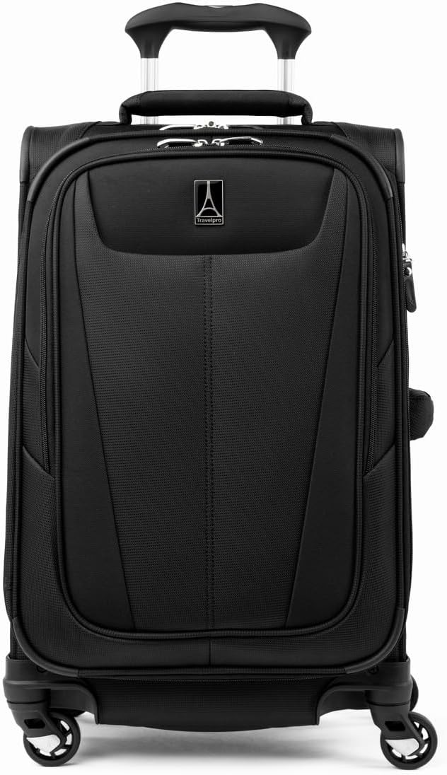 Maxlite 5 Softside Expandable Luggage with 4 Spinner Wheels, Lightweight Suitcase, Men and Women, Black, Carry-on 21-Inch