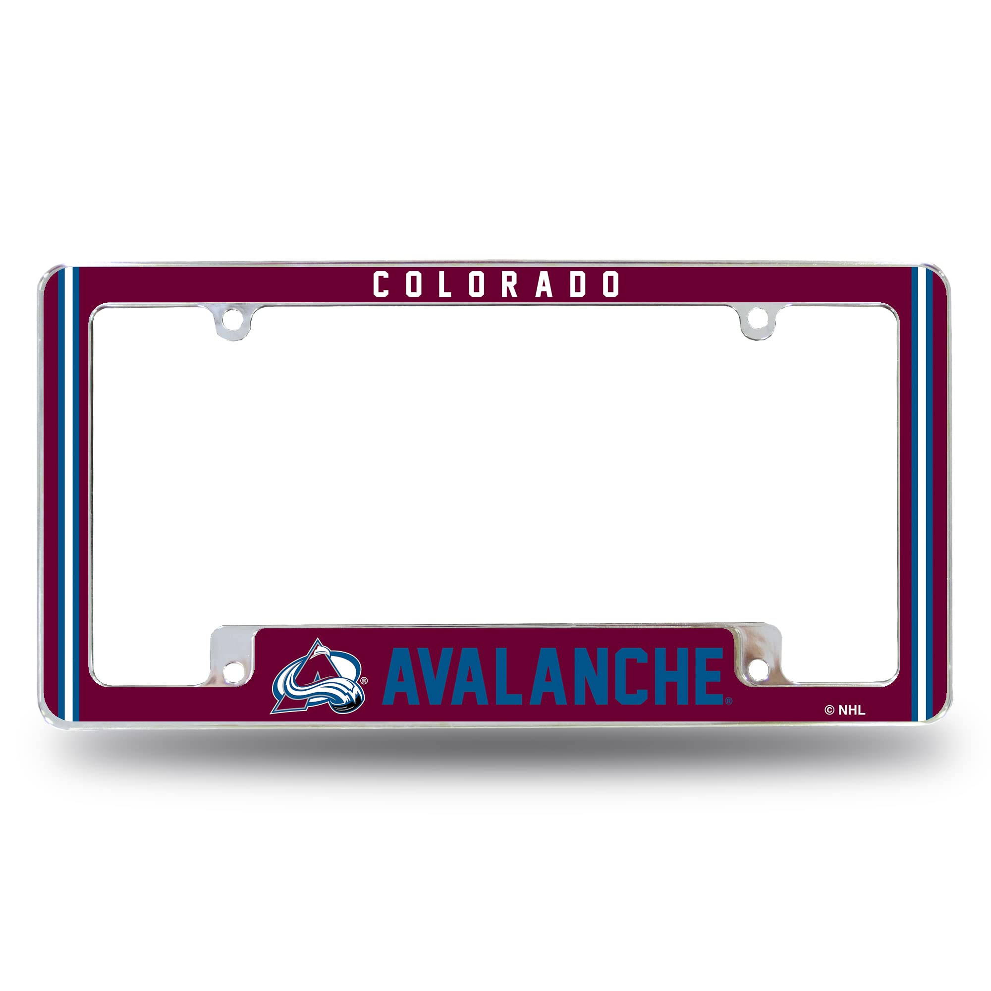 Rico Industries NHL Colorado Avalanche Classic Chrome Plated 12 x 6 Inch Car License Plate Frame for Car Truck SUV