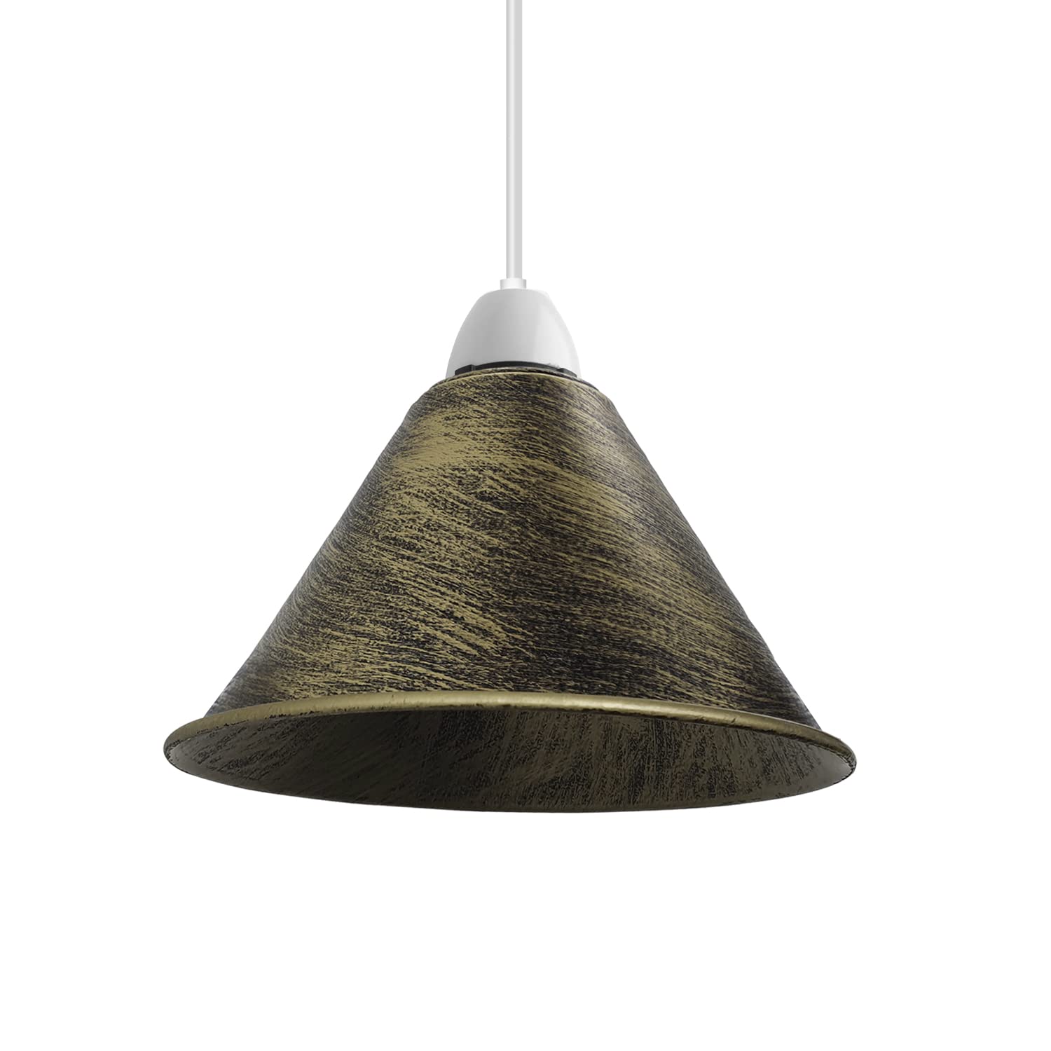 Industrial Ceiling Light Shade, Retro Kitchen Pendant Light Vintage Metal Loft Bar Hanging Chandelier Lighting Rustic Lamp Shade (Cone 18CM-Brushed Brass)