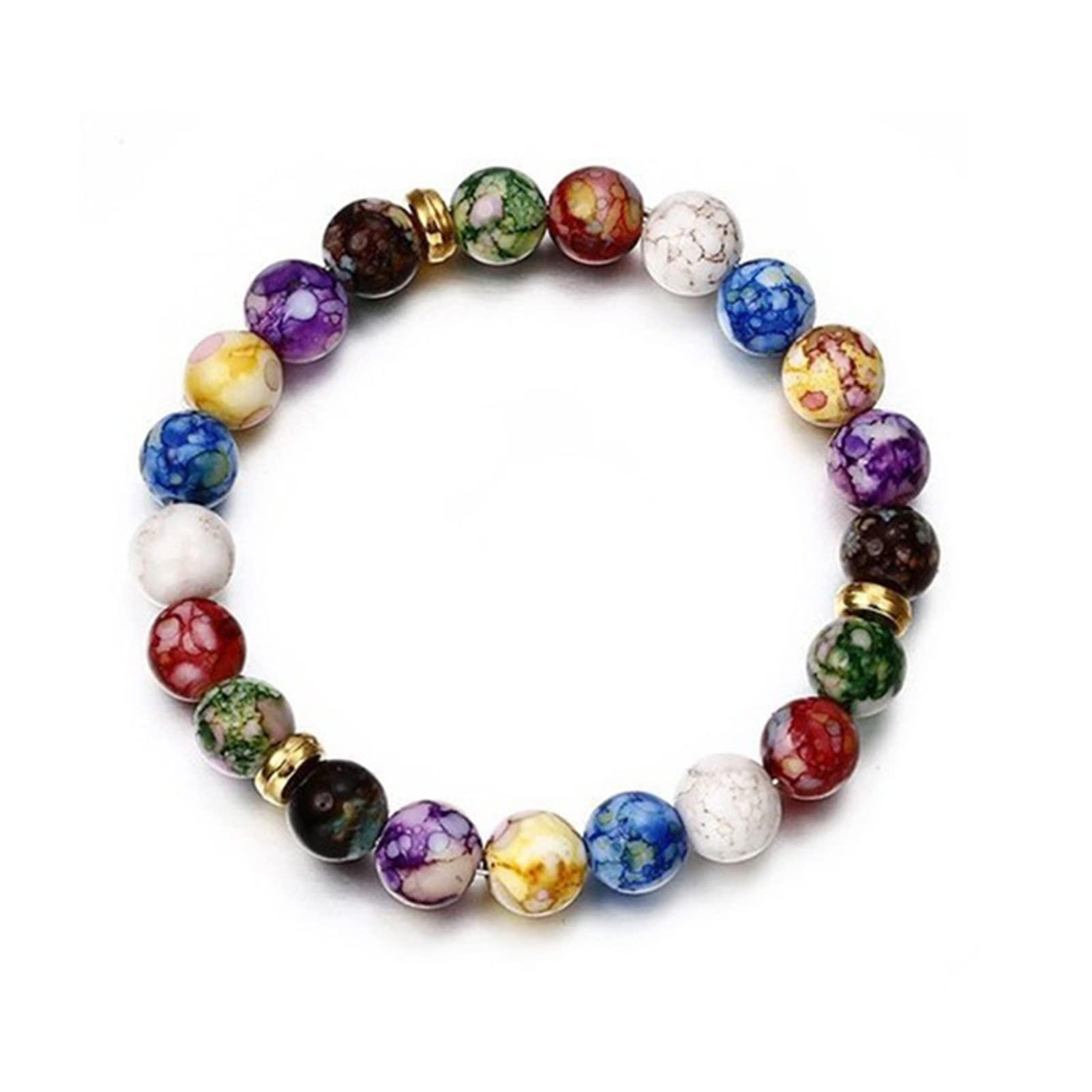 Healing Crystals Bracelet Handmade Natural Gemstones Beads Elastic Natural Stone Yoga Beads Bracelet Heart-Shaped, Modern Artisanal Beaded Unisex 7.6 inches Turquoise