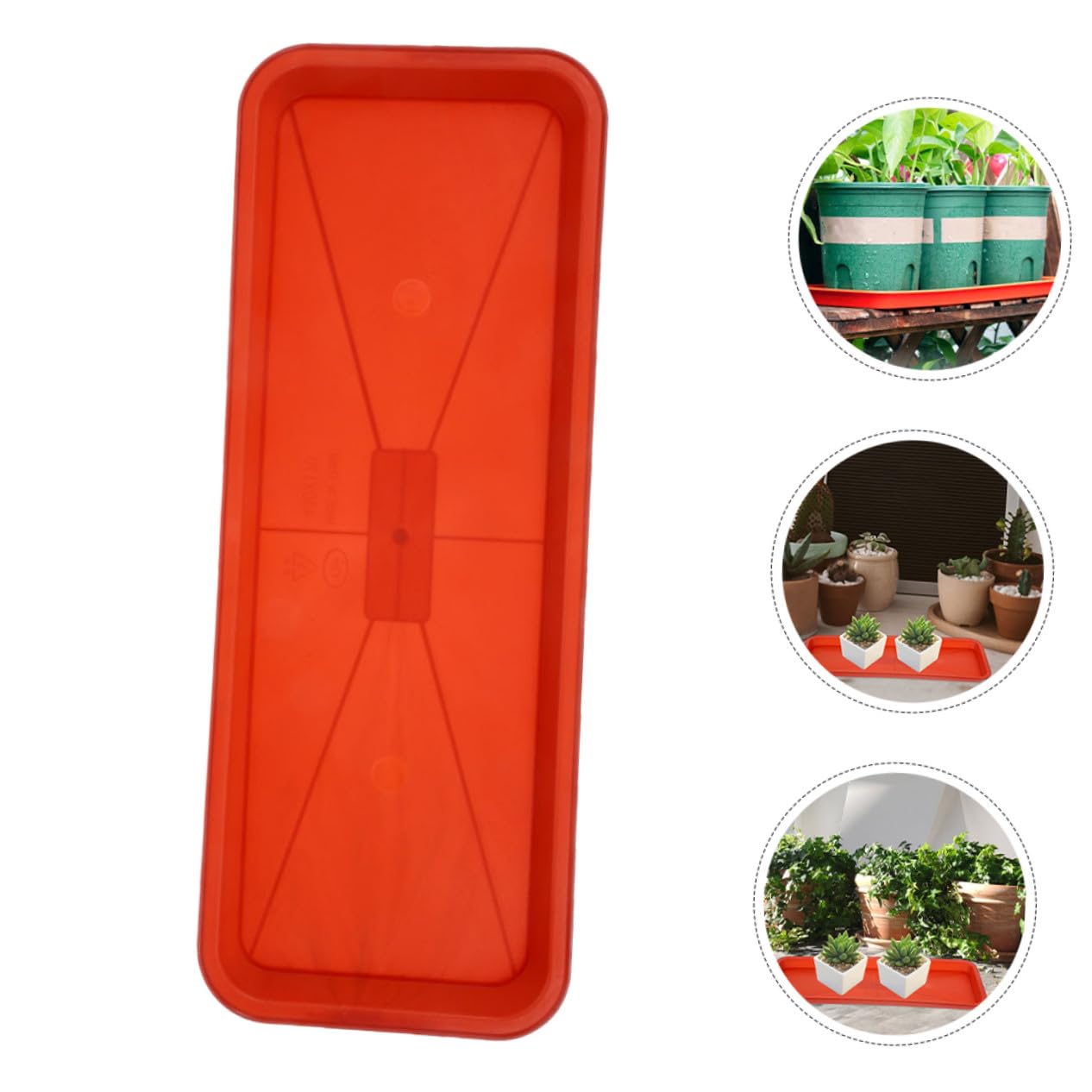 12 Bandejas Rectangulares de Plástico para Plantas Interiores y Exteriores, Bandejas de Riego Duraderas Color Ladrillo, Aptas para Macetas, Platillos Reutilizables para Jardinería