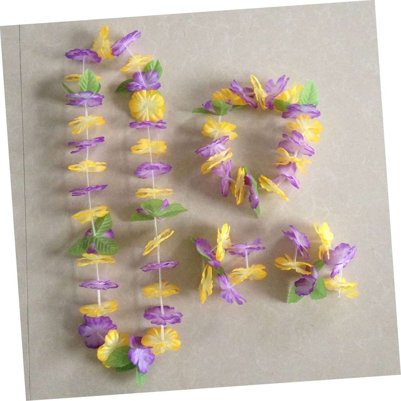STOBOK Juego De 18 Guirnaldas Hawaianas De Flores Artificiales Collar Pulsera Diadema Accesorio Para Fiestas En La Playa Y Celebraciones.