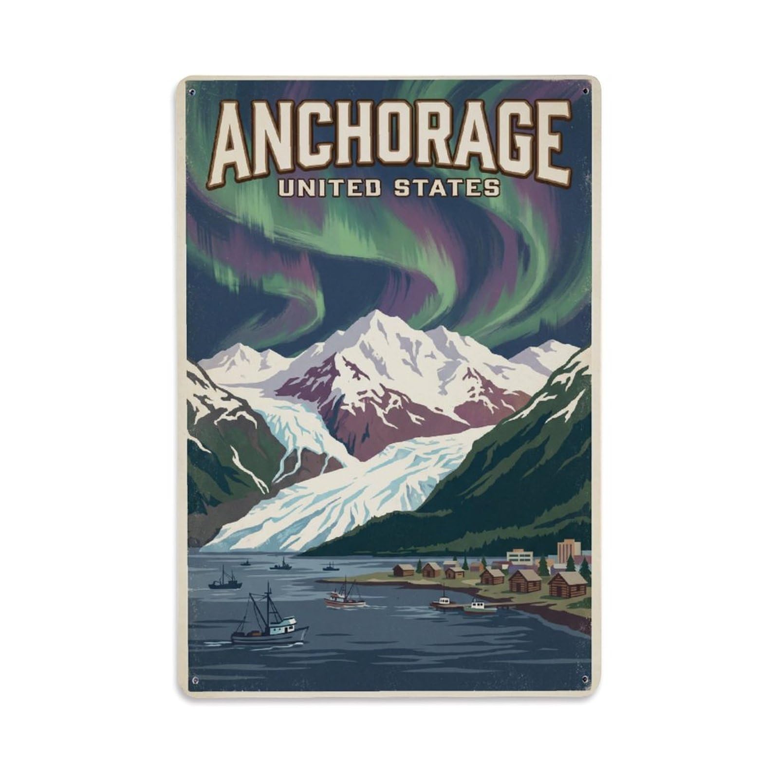 USA Anchorage Retro Travel Metal Tin Sign