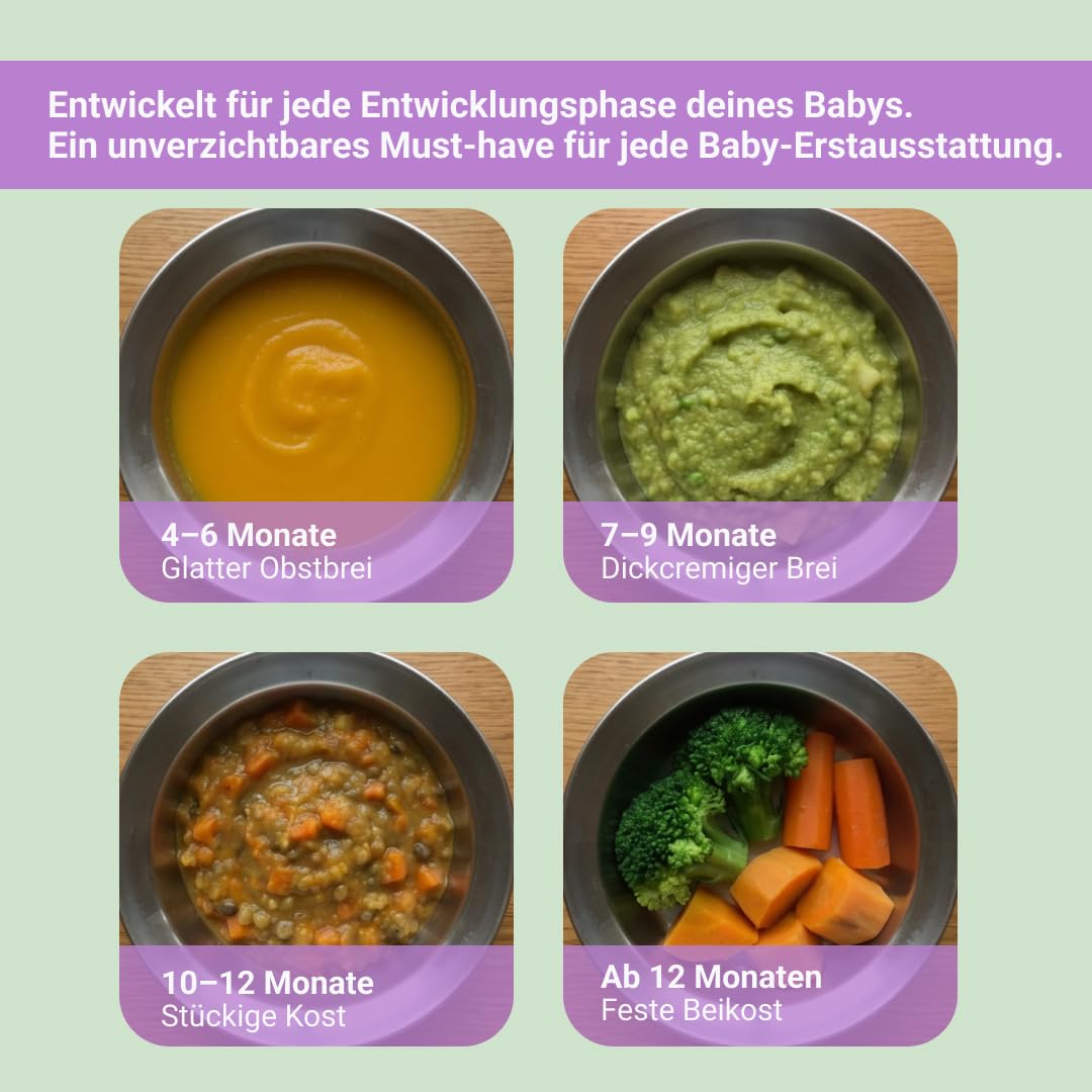 BabyBoo Babynahrungszubereiter 7-in-1, Dampfgarer & Mixer, 300W, Edelstahlkorb, Tritan-Behälter, Digitaldisplay