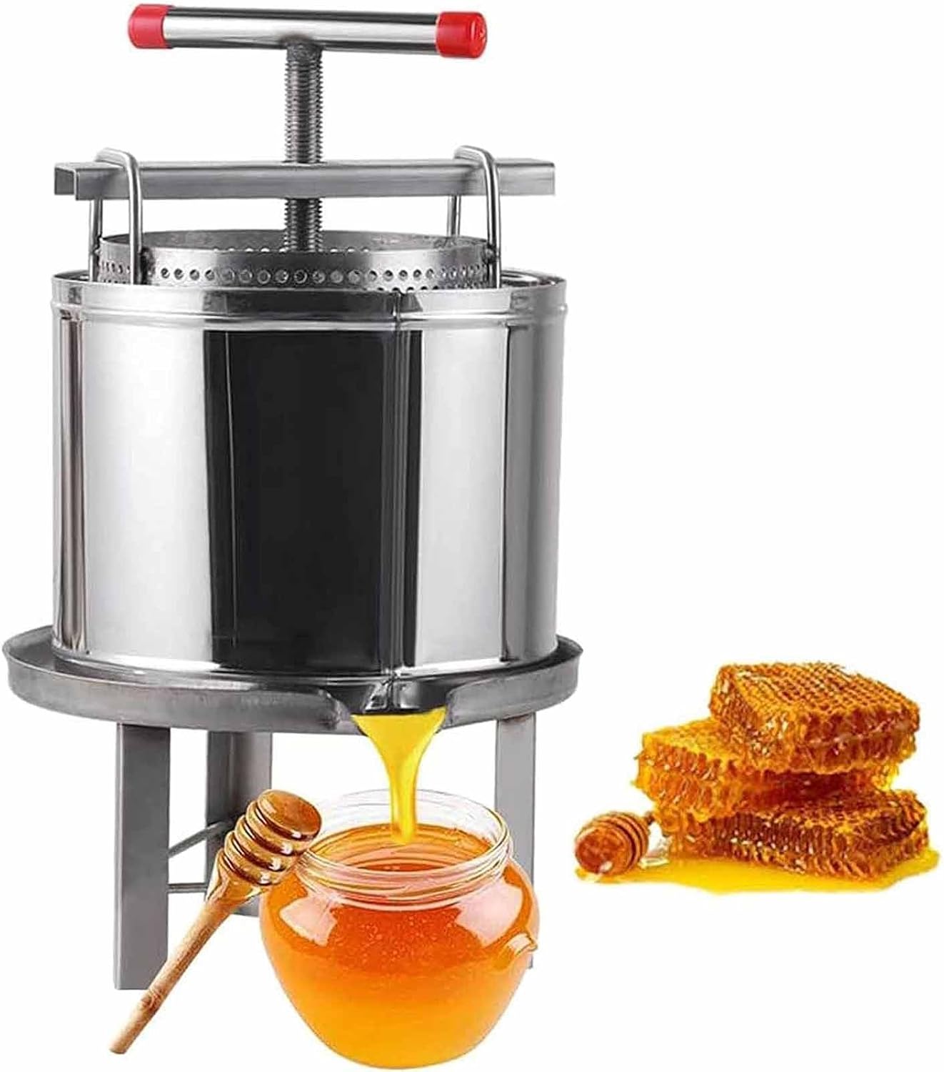 Manual Honey Press, Multi-Purpose Wine Press with T-Handle for Home, Small Business