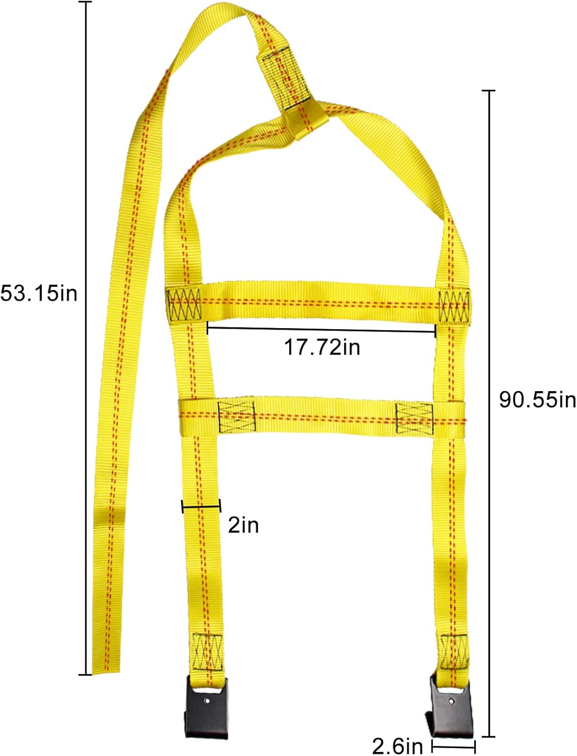 2 Pieces Tow Dolly Straps, Universal Adjustable Tie Down Tow Straps 18" to 22" Rim Size Fits for Demco Kar Kaddy Dollys with 2 Flat Hooks
