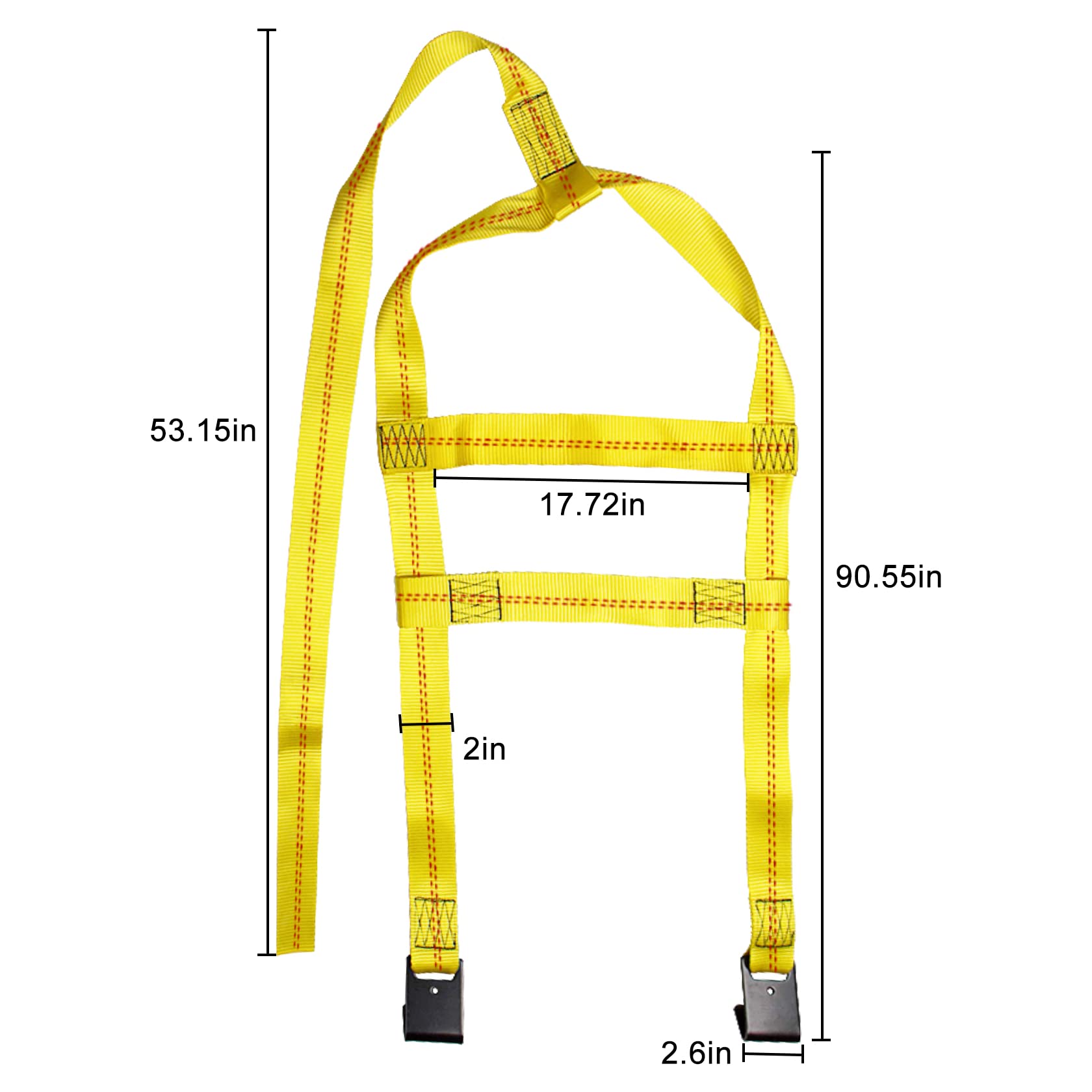 2 sztuki uniwersalnych regulowanych pasków holowniczych 38 cm do 50 cm rozmiar obręczy do lalek Demco Kar Kaddy z 2 płaskimi haczykami (pasek holowniczy od 12,7 cm do 50 cm, żółty)