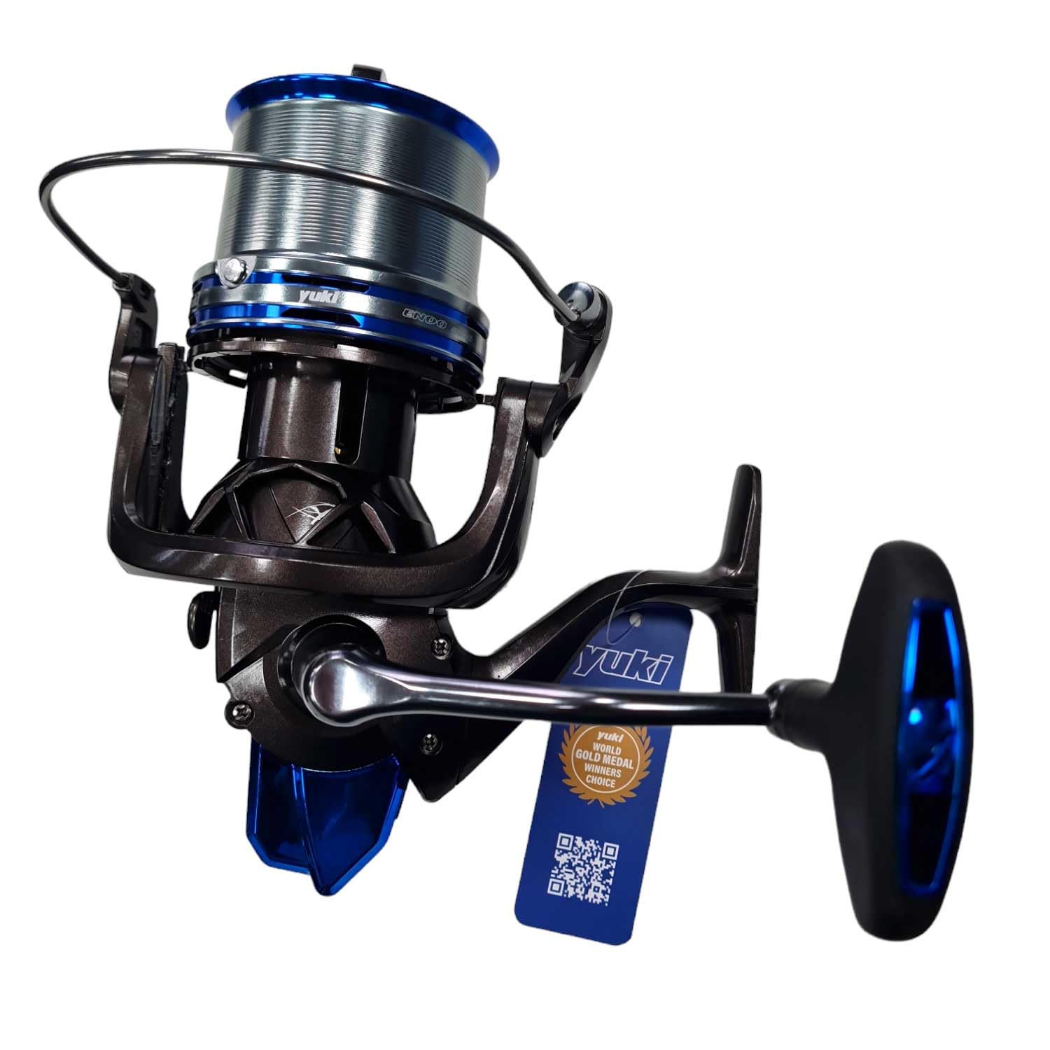 Yuki Endo 8000/10000 Mulinello da Pesca, Surf Casting Mare, Bobina in Alluminio, Colore Nero/Blu