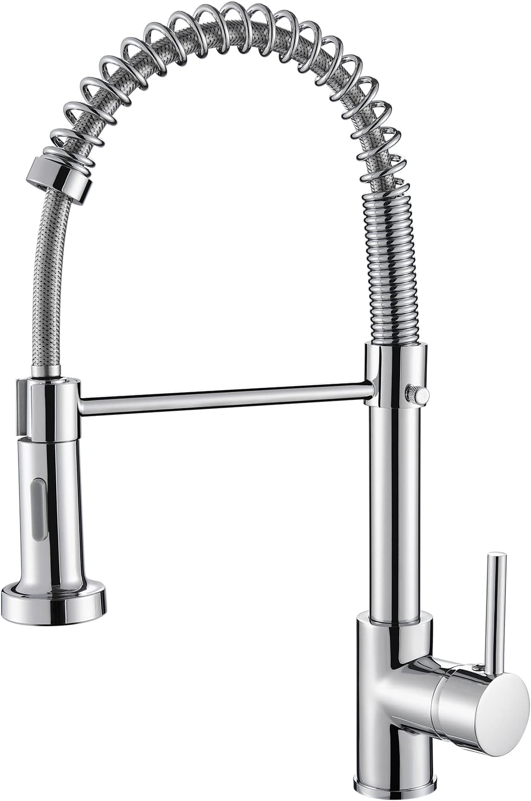 Cobbe Kitchen Sink Mixer Tap, Spring Faucet with Pull Down Sprayer, 2 Spray Modes High Arc Single Handle Lever Kitchen Tap (Chrome)