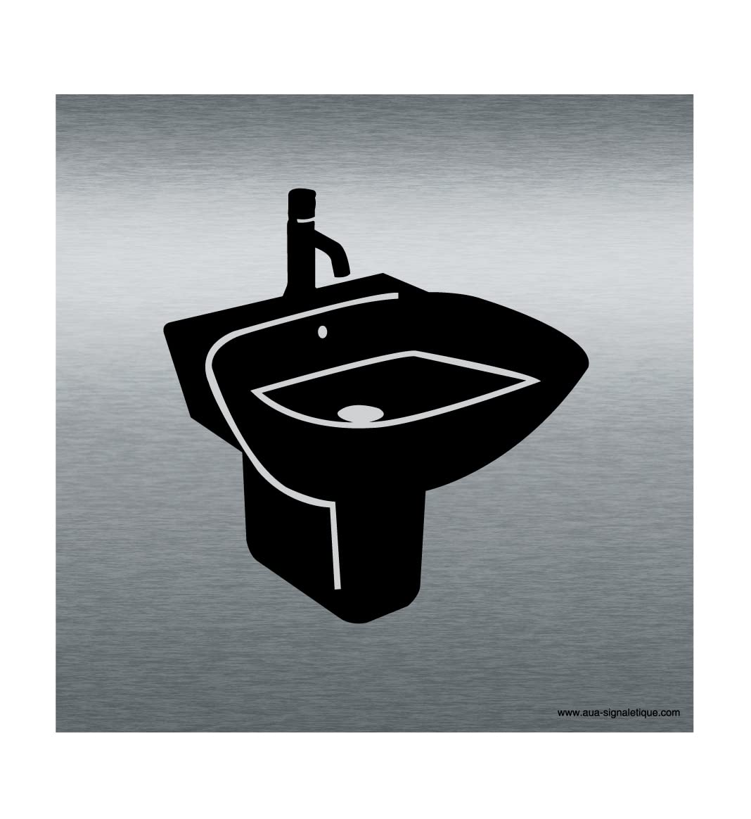 AUA SIGNALETIQUE - Plaque Alu Brossé Lavabo - 200x200 mm, Alu Argent