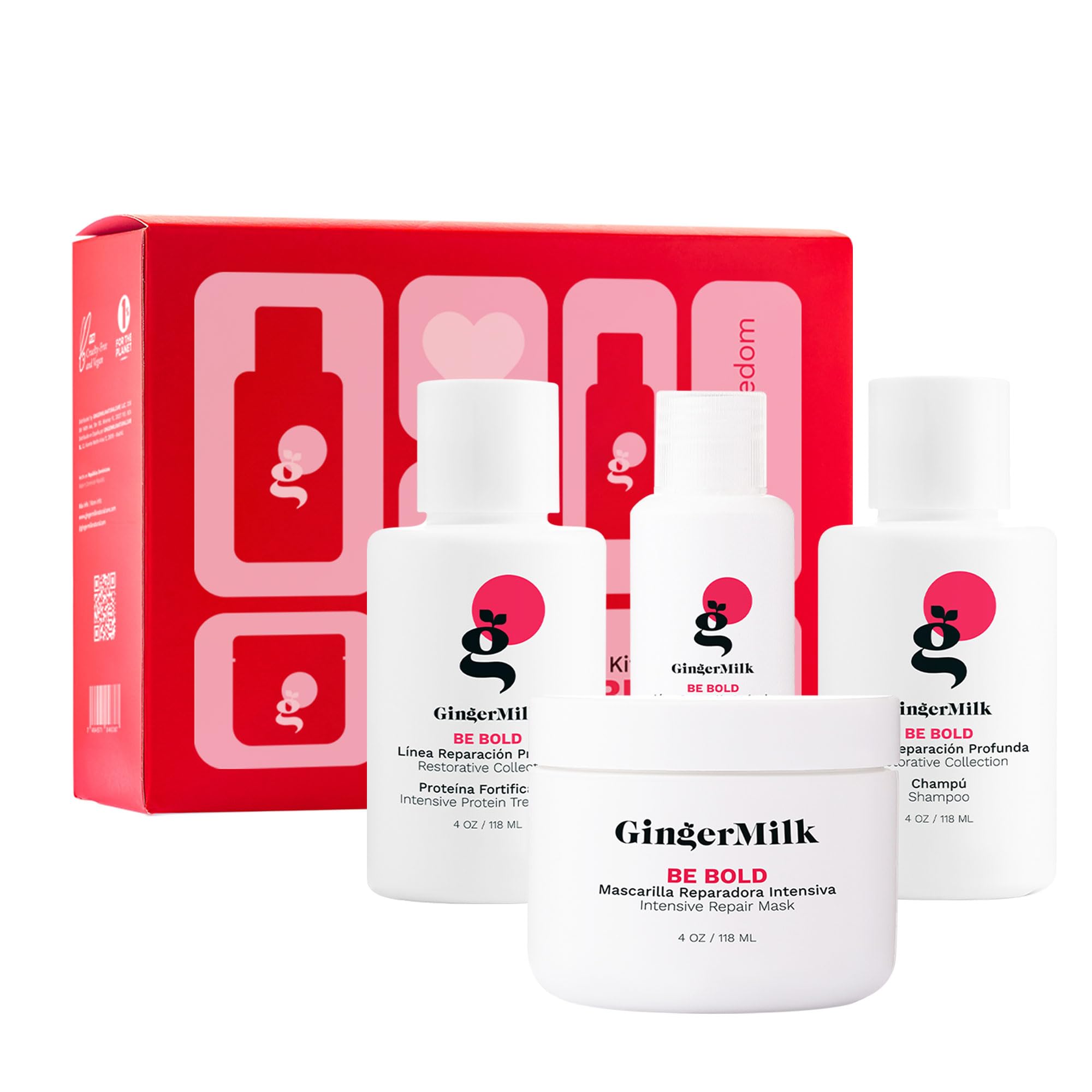 Ginger Milk Travel Size Hair Kit for Dry, Damaged Hair, 4 Piece