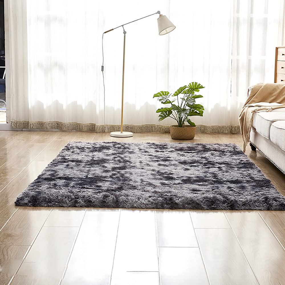 Tapis poils longs shaggy gris b | Grand tapis salon moelleux et tapis de sol pour chambre