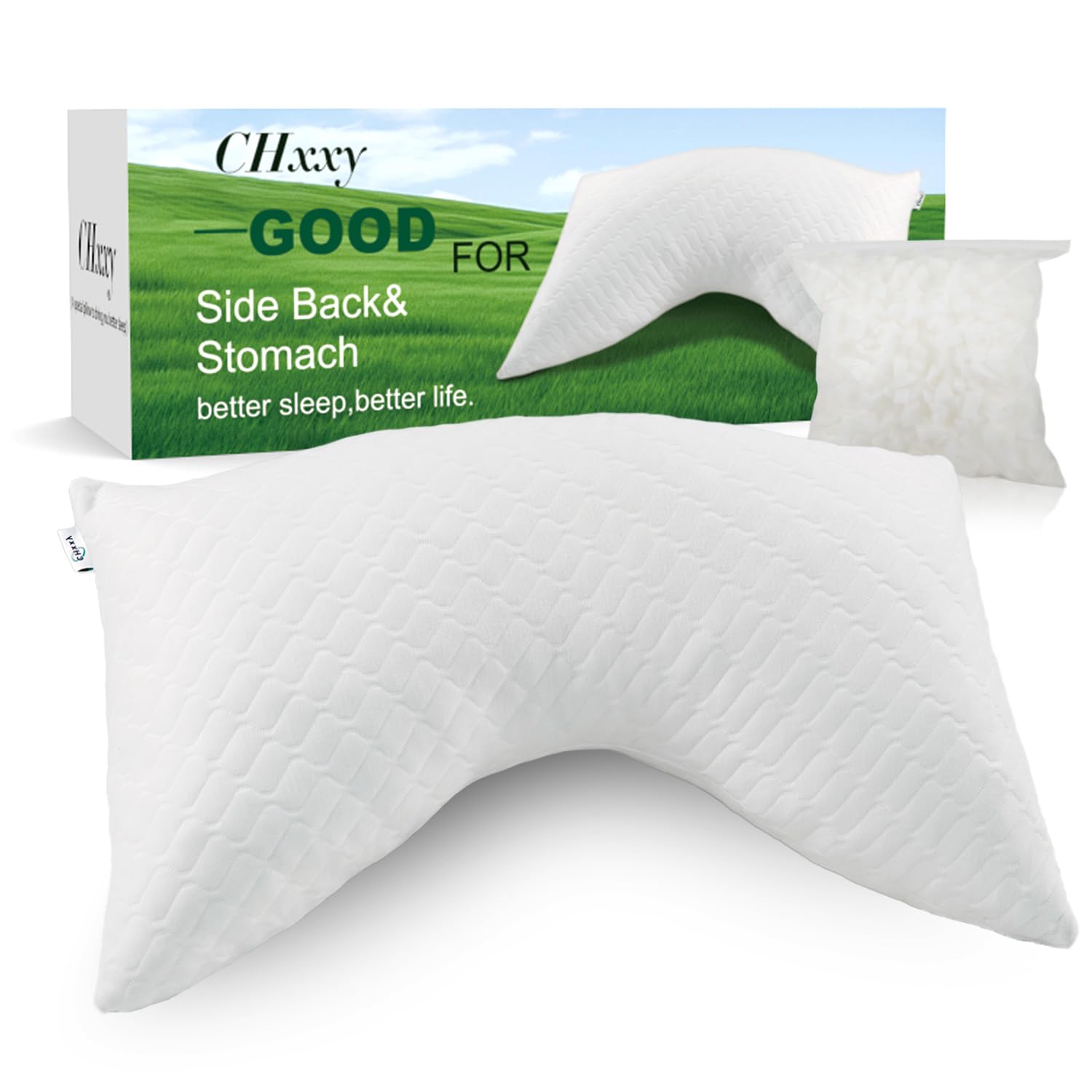 CHxxy Geschredderte Kopfkissen aus Memory Foam, ergonomisches Schlafkissen