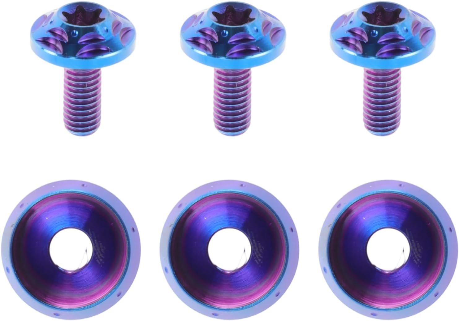 Windshield Bolts for Harley Street Glide FLHX 2006-2013 3 Pcs M6x20mm Screws 3 Pcs Washers Titanium Alloy Blue Purple