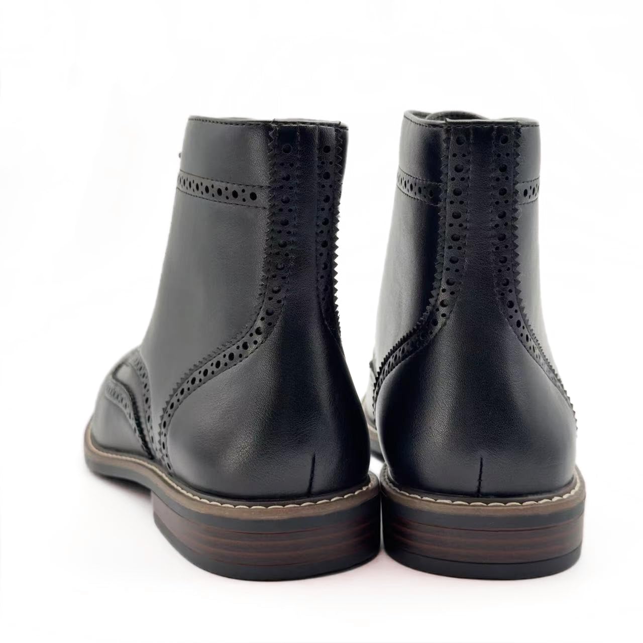 Finishing & Sewing Botas de vestir con punta de ala para hombre, estilo clásico brogue, zapatos de vestir Oxford con cordones
