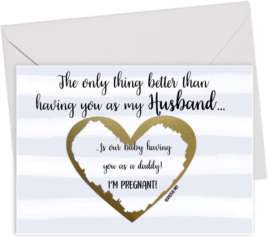 Pregnancy Scratch Off Card for Best Friend New Baby, Scratcher Card for Bestie, Promotion to Auntie Baby Announcement (Husband (stripes))