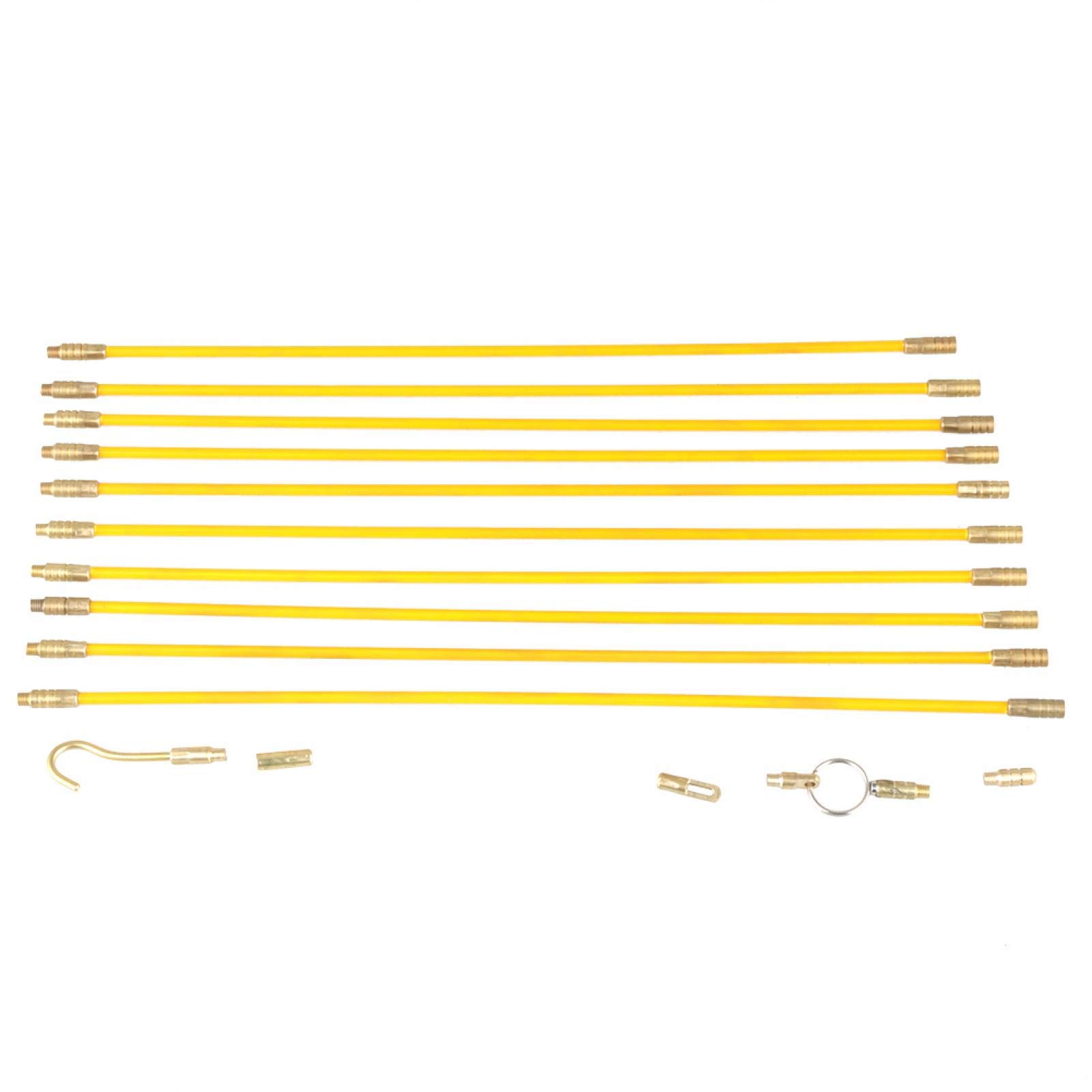 Cable de fibra de vidrio para correr líneas eléctricas con kit de tracción de 10 varillas