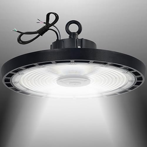 Luz de alta bahía, vatios ajustable 150W200W240W, color sintonizable 4000K5000K, luces LED UFO para tienda, hasta 38400lúmenes, 0-10V regulable,