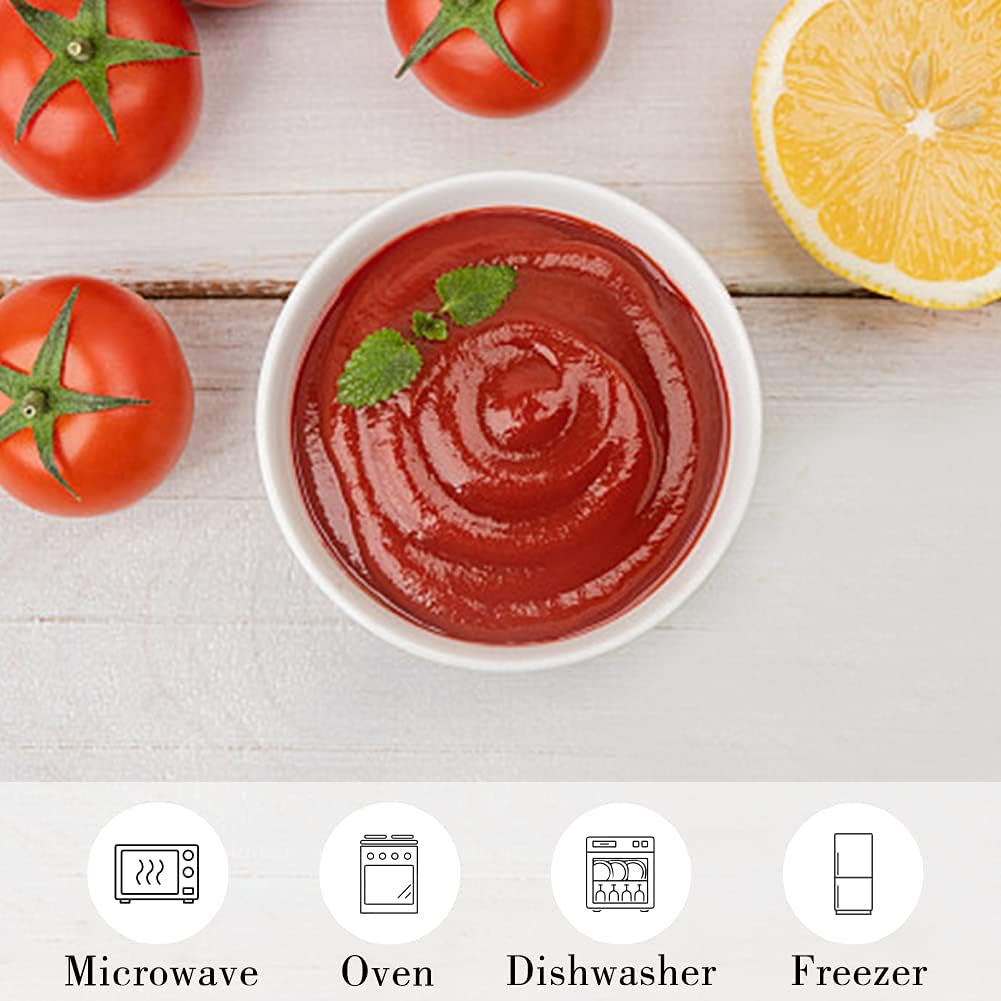 Cinf White 14 oz Set of 4 Souffle Dishes Ramekins Oven Microwave Safe Bowls Creme Brulee Set Sauce Cups for Baking Cooking Dessert Porcelain Pudding Cups