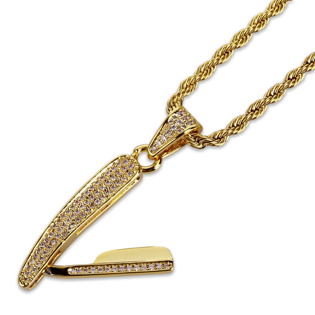 Pendentif ciseaux de barbier Jinao en or 18 carats pour parfaire votre look urbain au quotidien