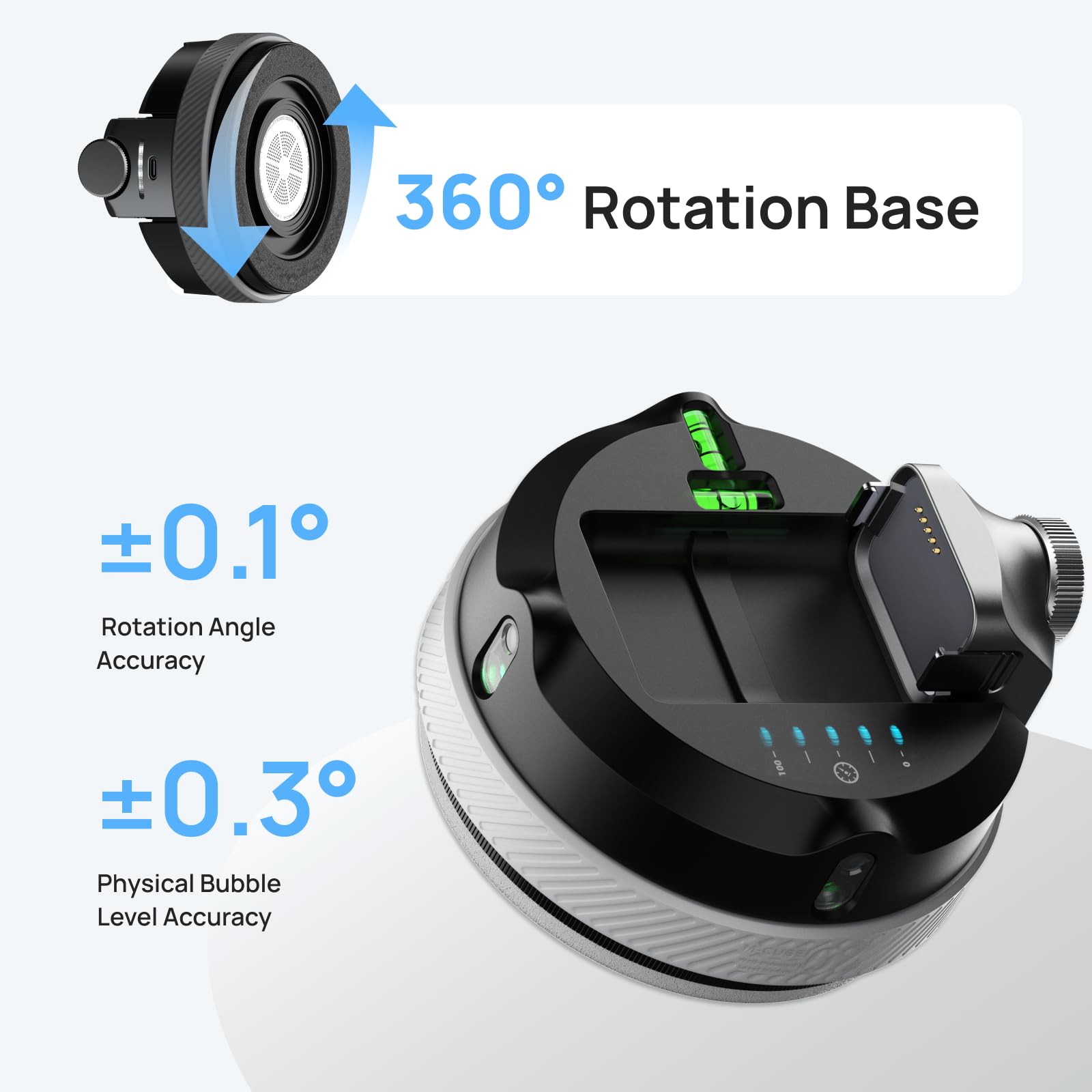 HOZO M-Cube 02 - Livella a bolla laser con supporto a parete - livella a croce con linea verticale e orizzontale verde, aderisce alla parete, girevole a 360°, ricaricabile tramite USB, per fai da te e