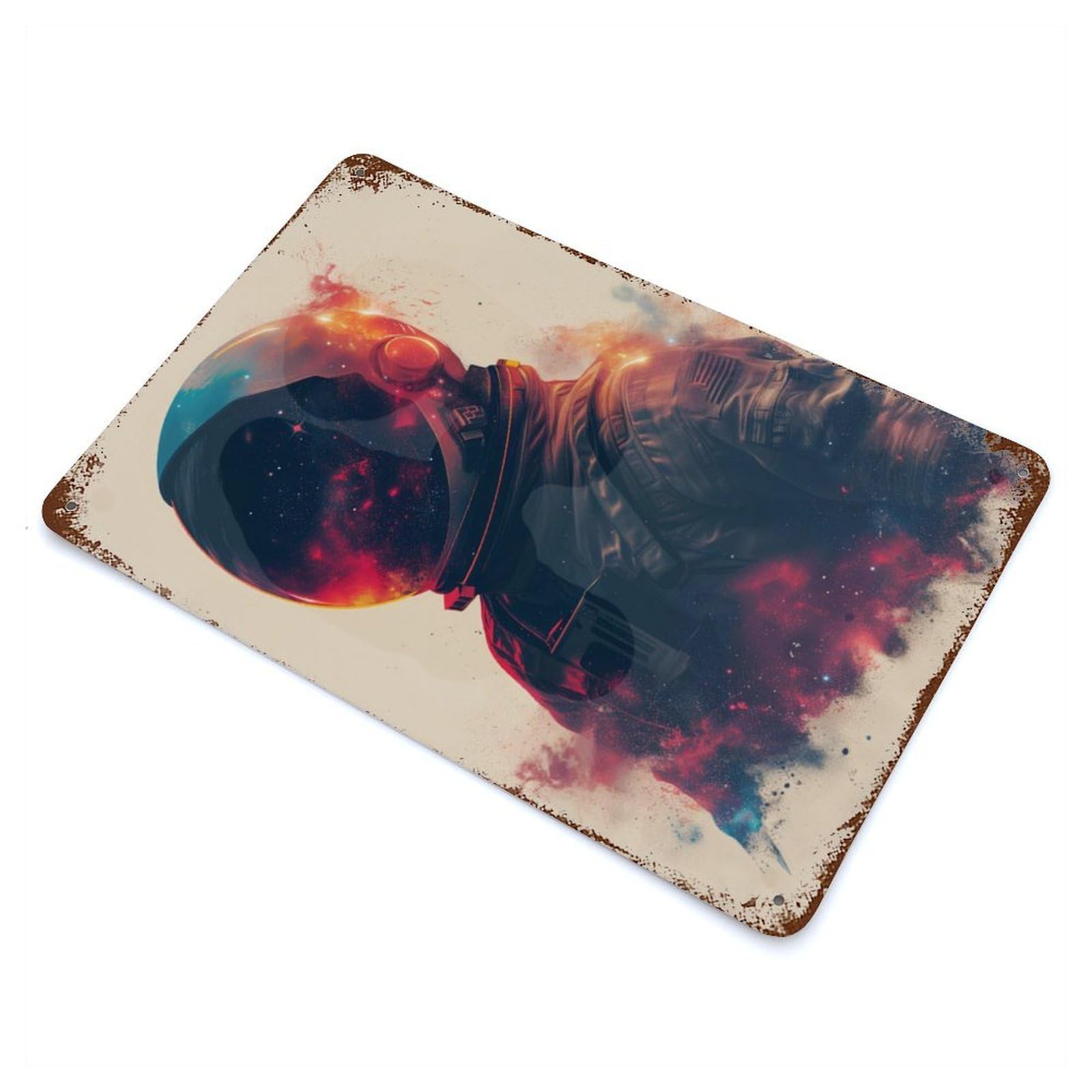 Cosmic Astronaut Vintage Rust Metal Sign 11.8"x7.9", Shabby Chic Decor for Living Room, Hallway And Home Decor