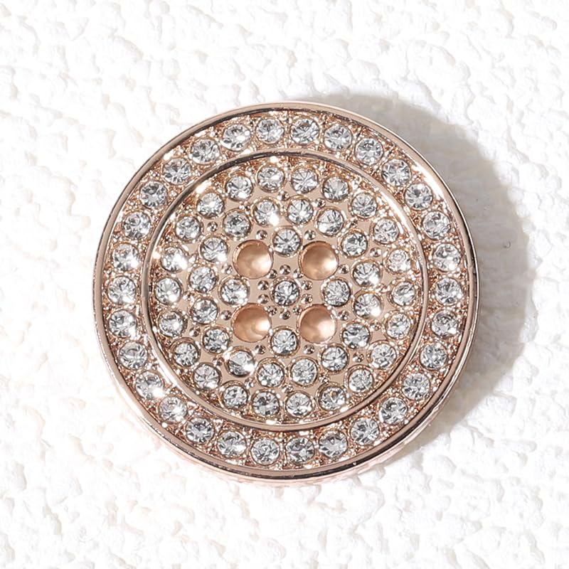 Guziki w stylu vintage Guzik 10 szt. Guzików wysadzanych diamentami 15/20/25 mm Metalowe guziki z 4 dziurkami Modne guziki dekoracyjne Guziki(Gold,15mm)