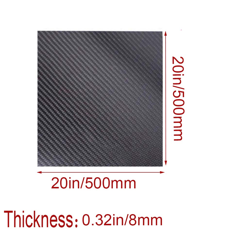 Karbon, Kohlefaserplatten, Platte, 3K-Platte, starr, schneidbar, for Sportgeräte, Dekorationsteile, Köperbindung, matt, 500 mm x 500 mm(Thickness8mm)