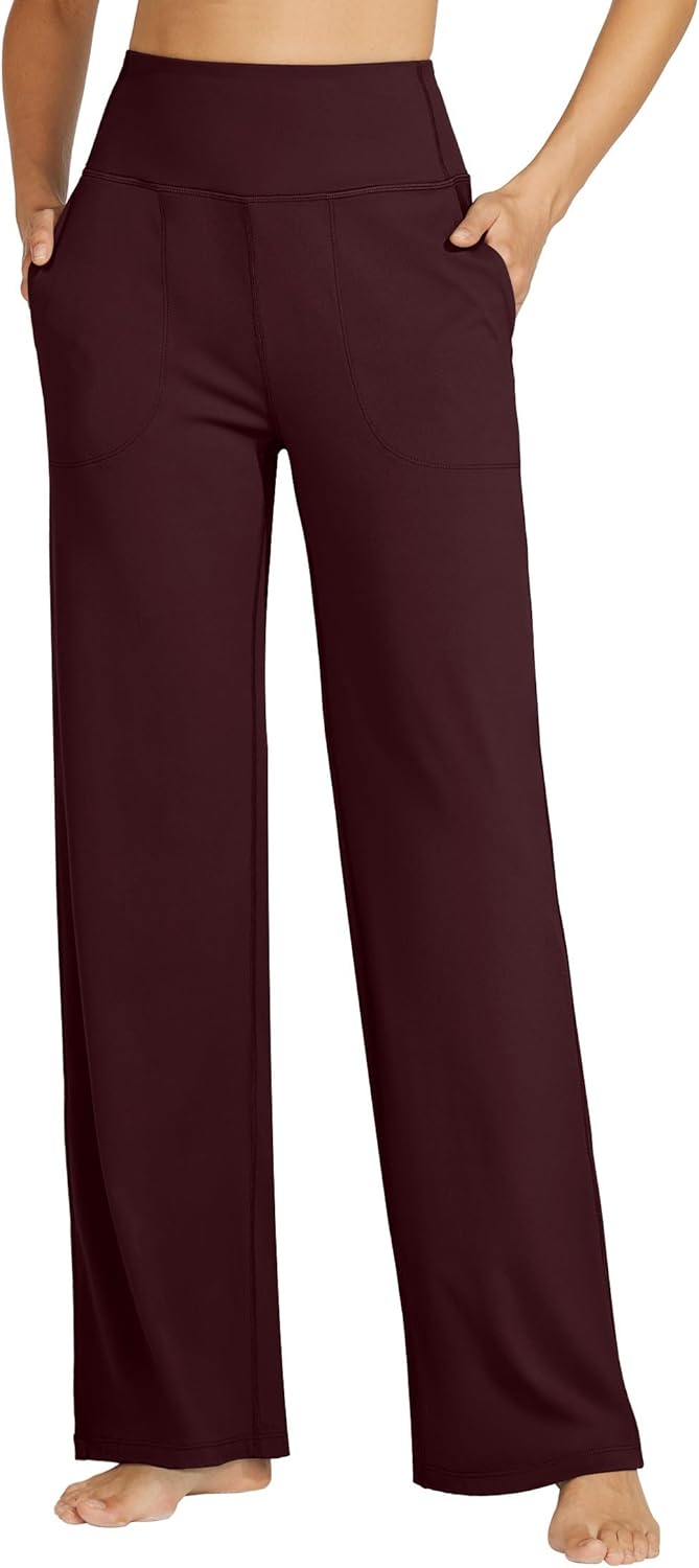 Willit Women's Wide Leg Yoga Pants with Pockets Stretch Loose High Waist Comfy Soft Casual Lounge Sweatpants 28"/30"