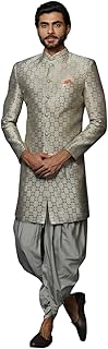 kisah Mens Sherwani Dhoti Set Silk Blend Jacquard, Indo-Western Ethnic Wear for Men, Grey-picture-30