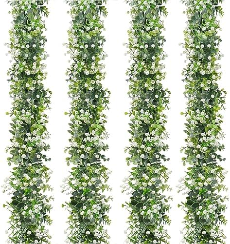 SOMYTING Künstliche Eukalyptus Girlande – 4 Stück, Je 1,8 M, UV-geschützt, Für Drinnen & Draußen