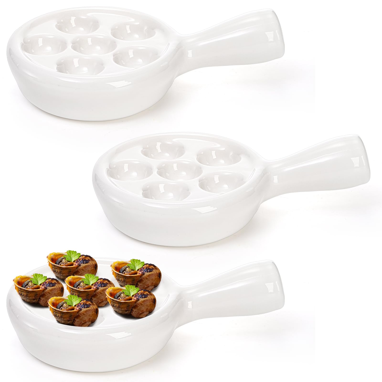 Amazon.com: Frcctre 3 Pack Ceramic Escargot Plate With 6 Holes and