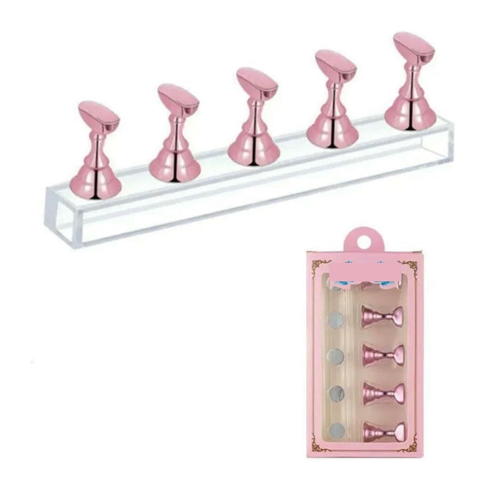 NDLHXKFRP Acrylic Nail Stand Display, Nail Art Tools Practice Display Stand Polish Acrylic Crystal Showing Shelf Multicolor(A0044 - Rose Gold)