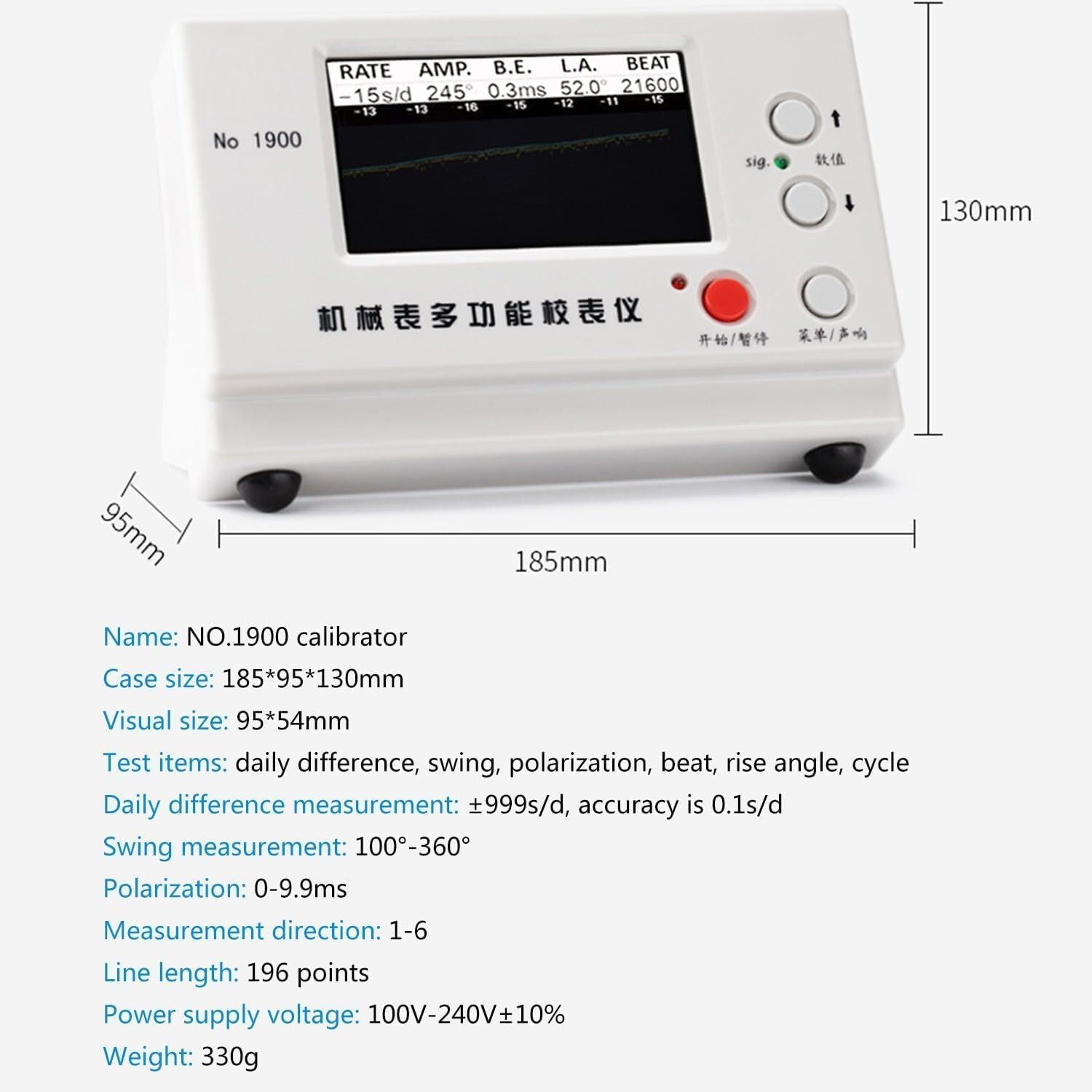 N.1900 Timegrapher per orologi, cronometrante multifunzione con LCD per calibrazione e riparazione di orologi meccanici/automatici