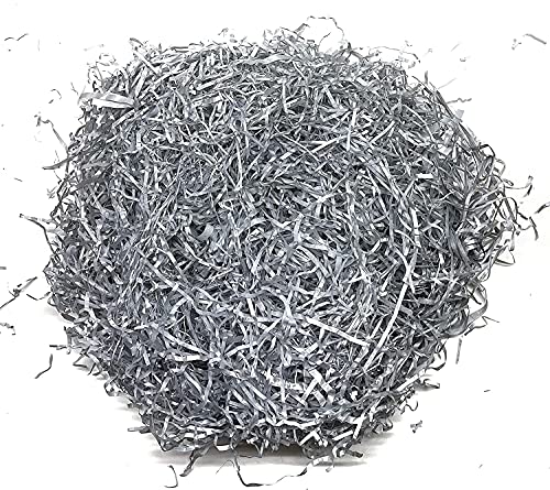 Image of Eco Sarras Confitti Shredded Paper Crinkle Grass Strips for Gift Tray Hamper Packaging, Box Filler, Basket Filler, Christmas Festival Decoration Paper (100 GM, Metallic Silver)