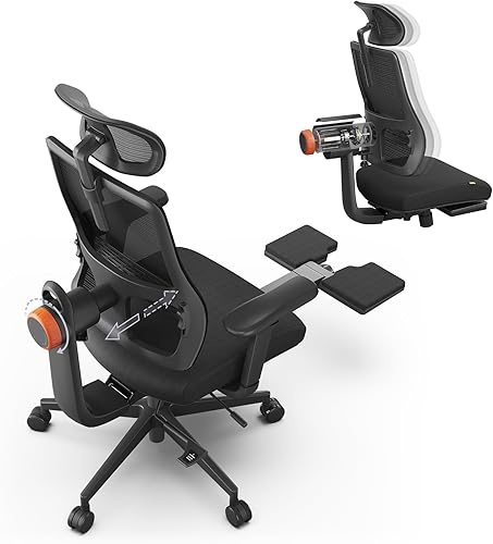 Newtral Silla ergonómica de escritorio de oficina en casa con reposapiés, respaldo de seguimiento automático, reposabrazos 4D, reclinable de 96 a
