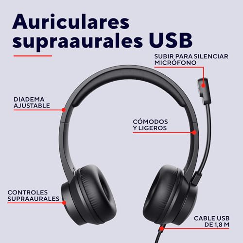 Trust USB Auriculares con Micrófono PC Ligero On Ear, Diadema Ajustable, Control de Volumen Supraaural, Cable de 1,8 m, Cascos per Oficina Ordenador Portátil Laptop Zoom Teams - Negro - Imagen 3