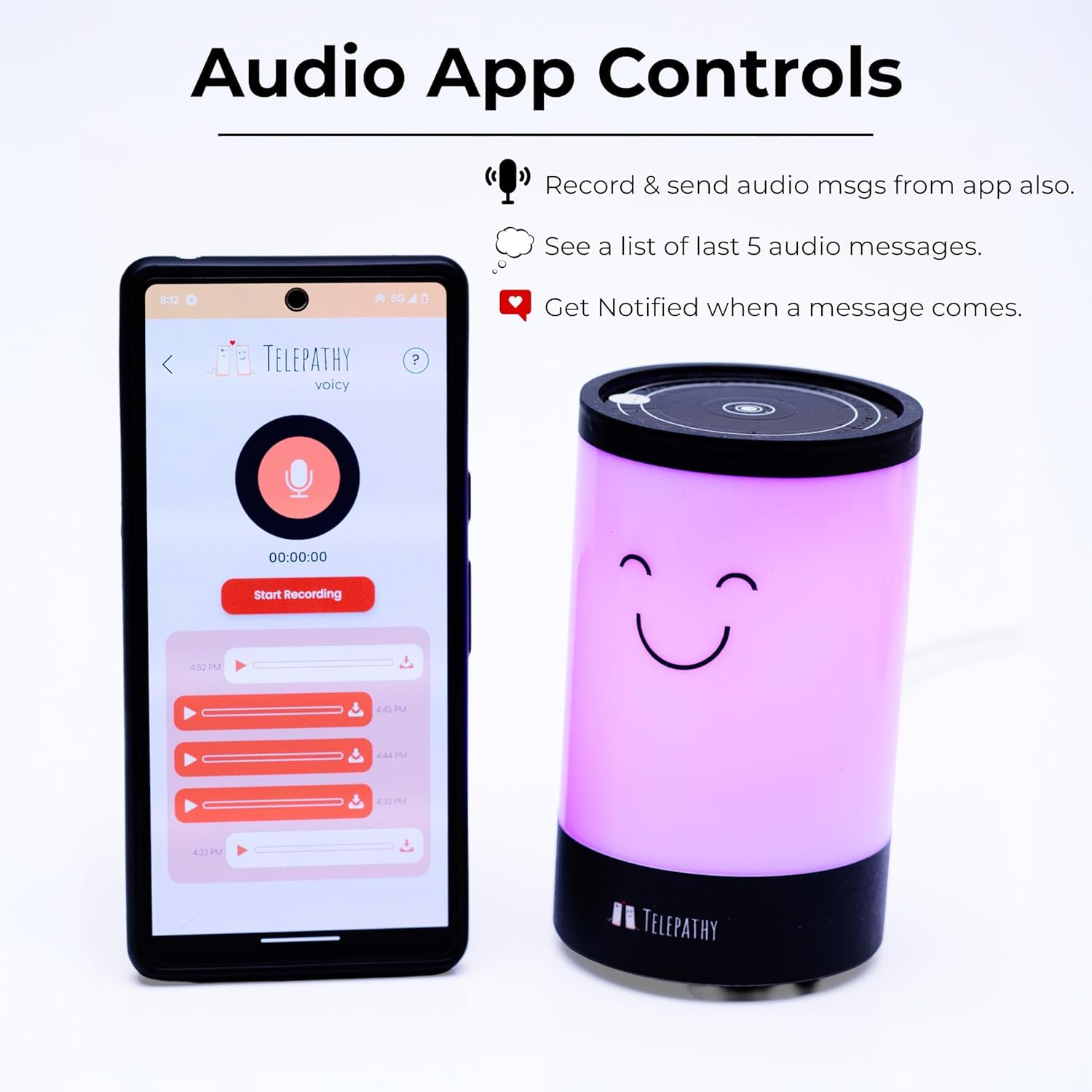 Telepathy Voicy - Communicate with Your Loved Ones in The Language of Light, Music & Voice | Long Distance Relationship Gifts for Couples, Boyfriend, Girlfriend (Light + Voice, One Lamp) 2