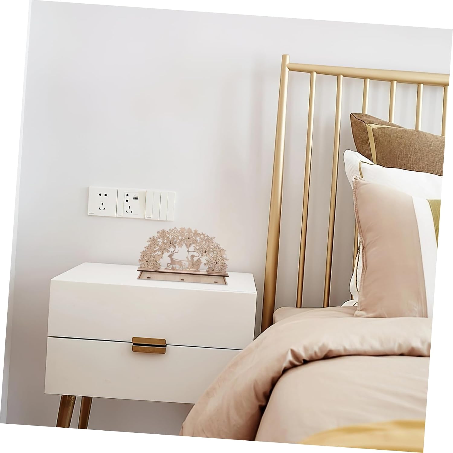 MAGICLULU Wooden House-shaped Decoration Creative Showcase Adornment for Christmas Decor for Tree Table and Festive Occasions White