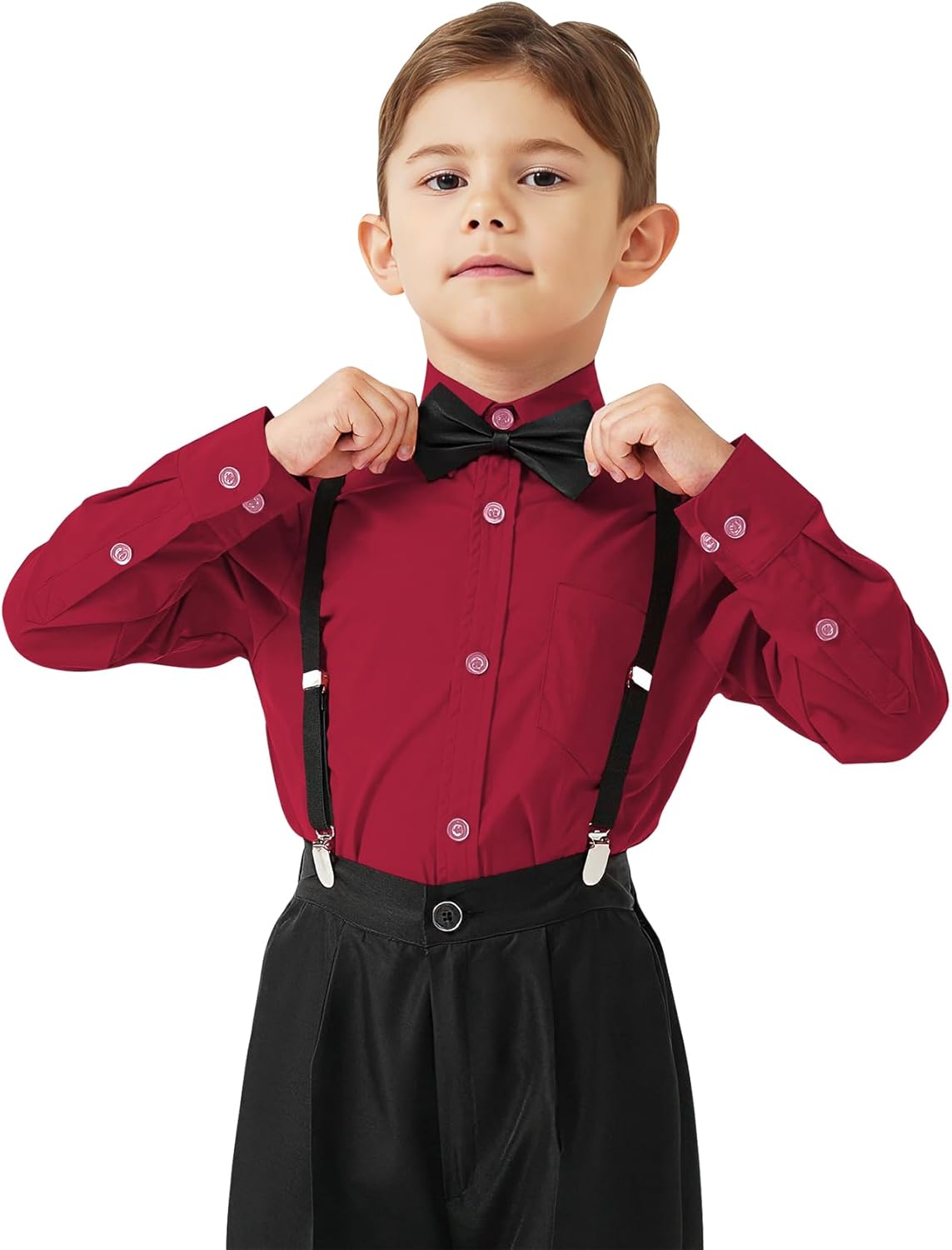 9 Month-16Y Boys' Long Sleeve Button Down Toddler Dress Shirt Oxford Uniform Shirt with Chest Pocket - Image 2