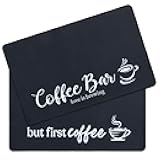 SHACOS Coffee Mat 2-Pack 12x19 Inch Absorbent Non Slip Rubber Bar Accessories Coffee Maker Mat for Countertop Dish Drying Mat Heat Resistant, Black