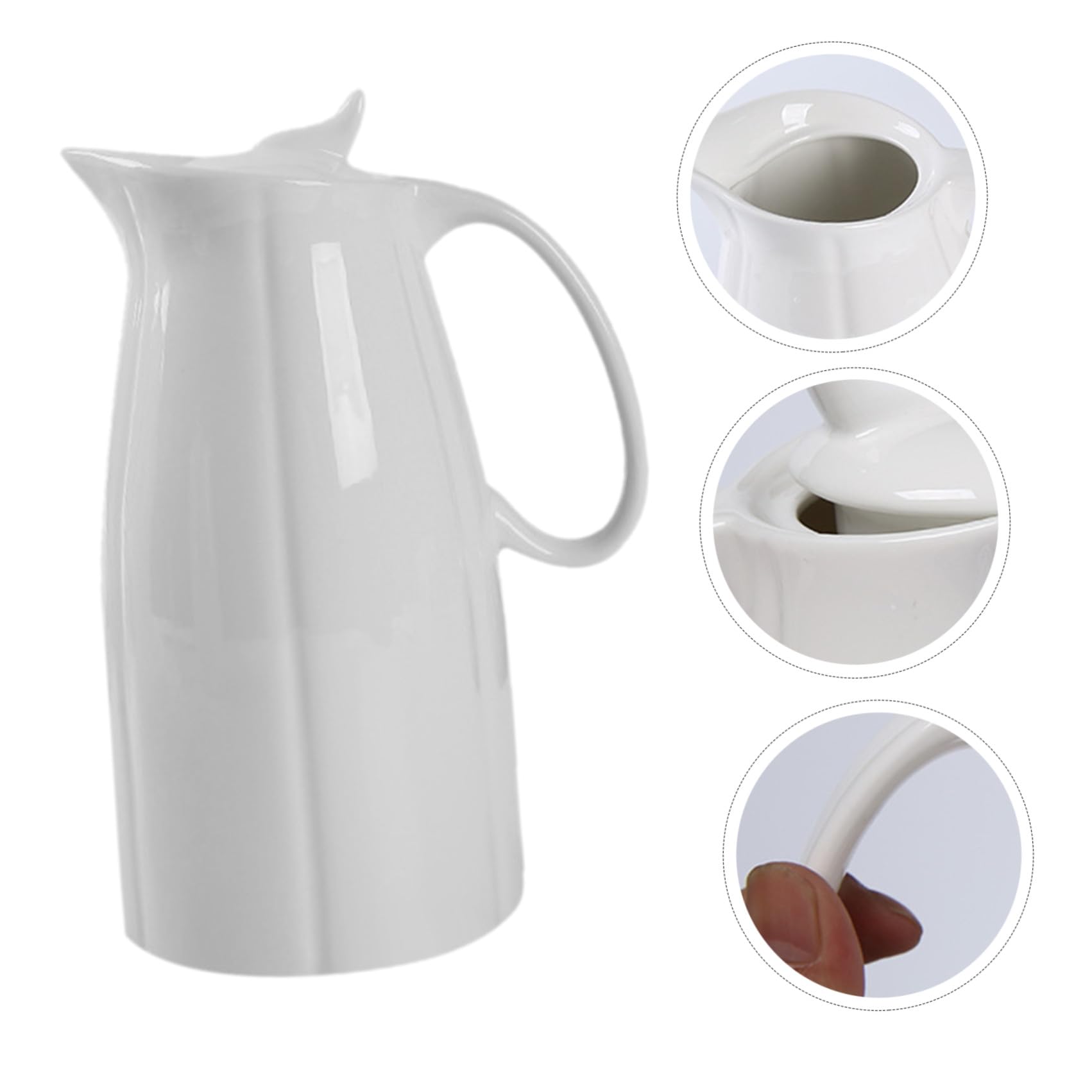 VILLCASE Pichet avec Fond Rond et Bouche Étroite Résistant Haute Température 2300ml en Céramique Blanc Cuisine et Tables à Manger