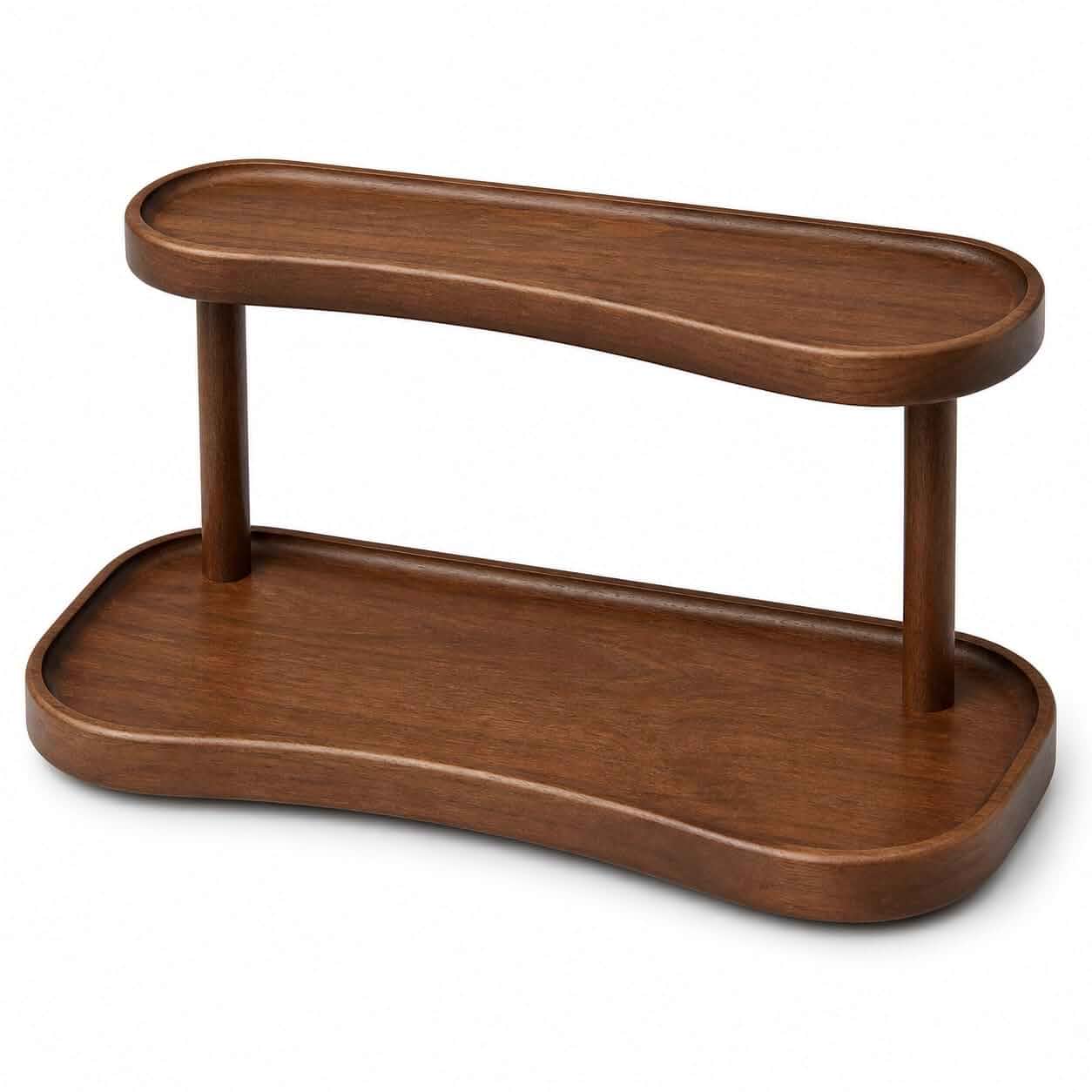 Two Tier Bathroom Desktop Countertop Organizer | Pine Wooden Perfume Vanity Stand Counter Shelf for Cologne Skincare Makeup Dresser - Matcha Station | Mug Display - 12.6 x 6.3 x 7.5"