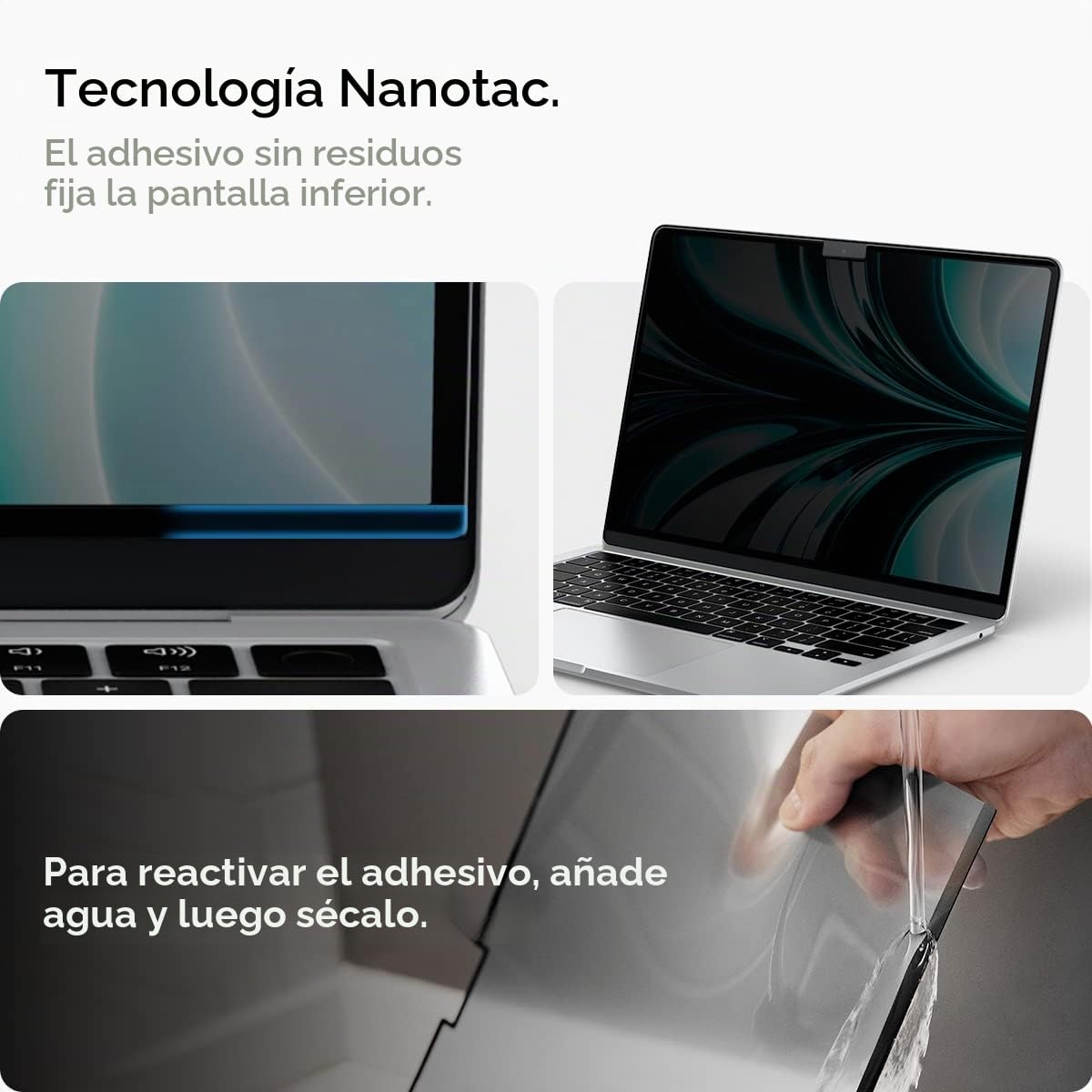 Spigen SafeView Protector Pantalla Filtro Privacidad para MacBook Air 13 Pulgadas (M5 2026 / M4 2025 / M3 2024 / M2 2022), 1 Unidad, Anti-Espía, Cobertura Completa, Con paño de limpieza y estuche