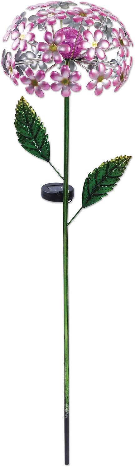 Sunset Vista Designs 92654 Pink Hydrangea Garden Stake, Solar Powered Light