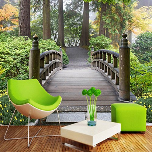 Tapisserie Photo Luxe Pont en Bois Papier Peint Intissé Toison pour Salon Moderne