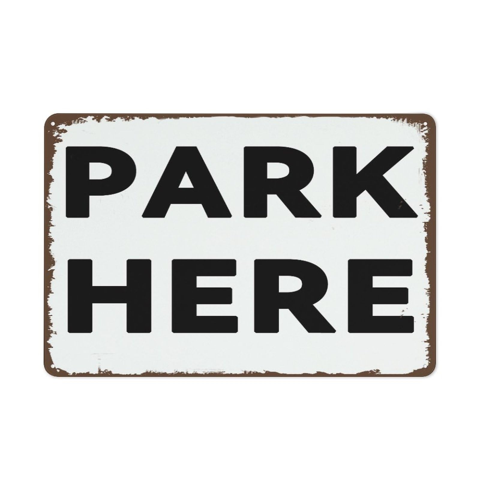 rayprint Metal Warning Sign Park Here Black Retro Vintage Style Poster Metal Garage Indoor and Outdoor 8"x12"