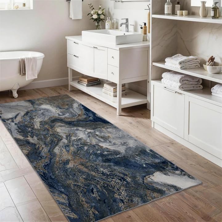 Tapete corredor moderno azul 2x6 pies miniatura 5