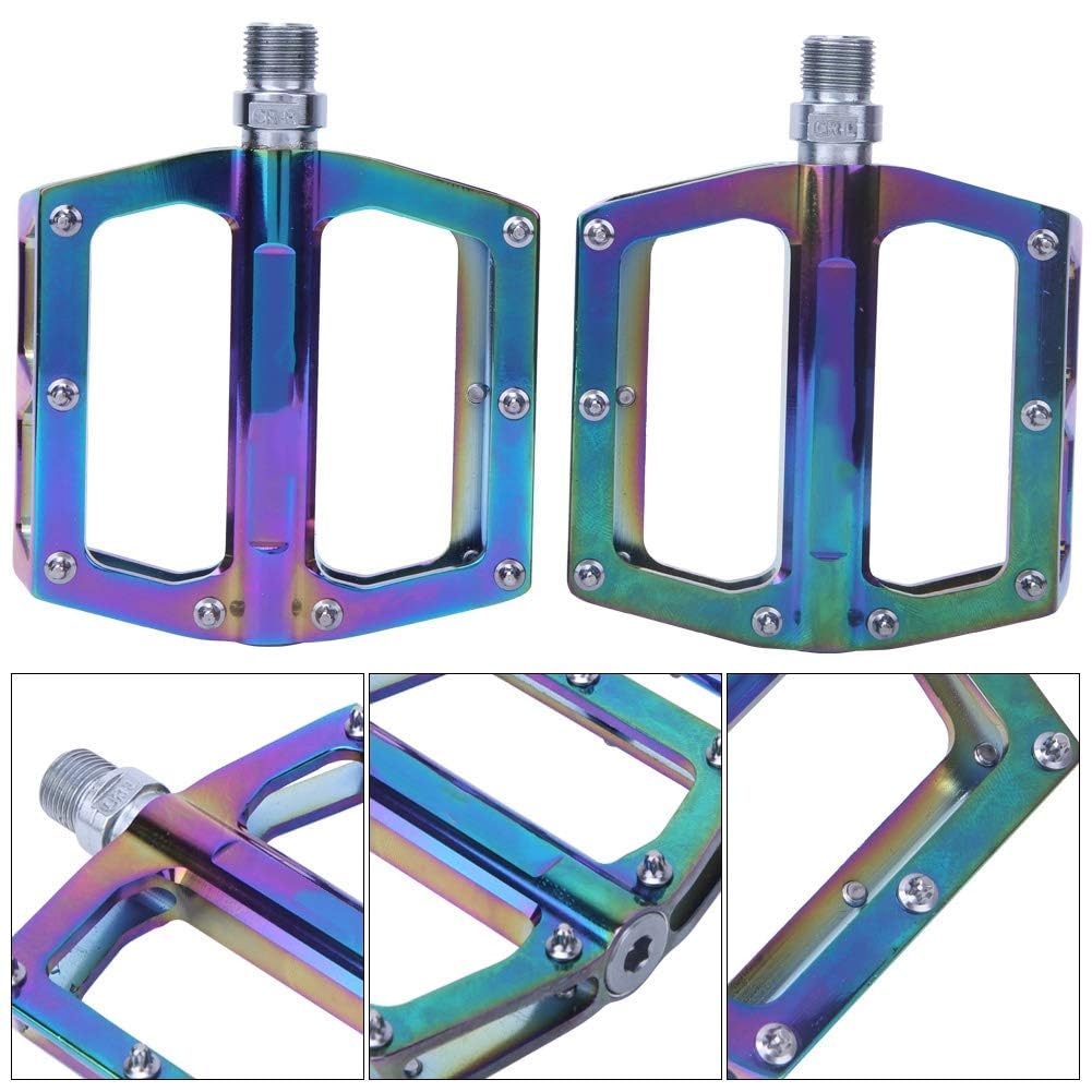 Pedali in lega di alluminio multicolore 058 per bici da strada, mountain bike e pieghevoli - Ampia superficie, cuscinetti autolubrificanti, antiscivolo, leggeri e durevoli