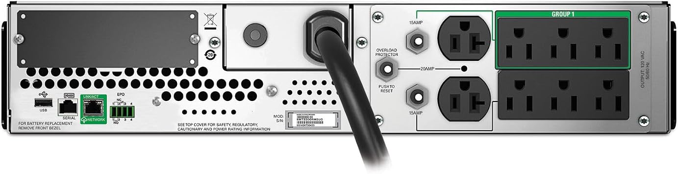 APC Smart-UPS, SMT2200RM2UC 2U Rack Back-UPS, 1920 VA Backup Battery Power Supply, 6 x NEMA 5-15R, 2 x NEMA 5-20R, SmartConnect Port, SmartSlot, AVR, LCD Bundled with 16GB USB Storage